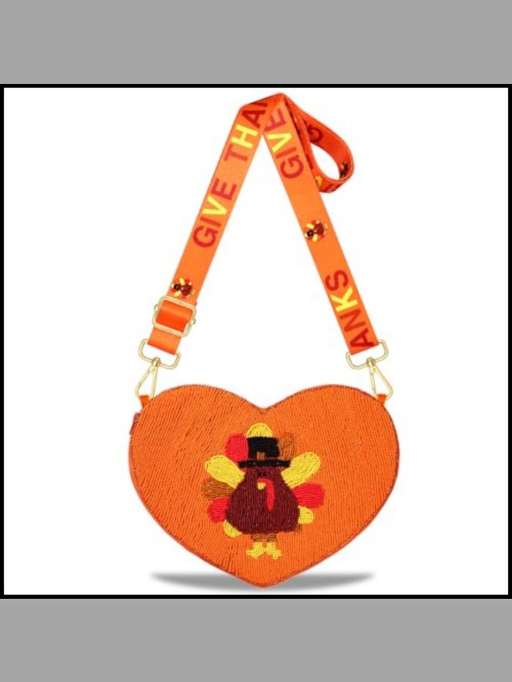 Beaded Turkey Crossbody Purse Maple Leaf Fall Shoulder Bag Thanksgiving Gift